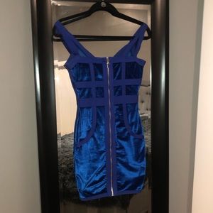Blue velvet mini dress